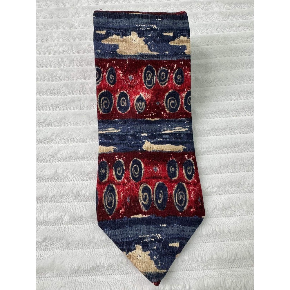 Arden Cravats Mens Silk Tie Red Blue Abstract Geometric Italian Fabric USA Made